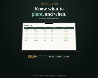 Garten- und Pflanzplaner (Tabellenkalkulation) | Ernte-Tracker für Pflanzenpflege (Google Tabellen, Excel)