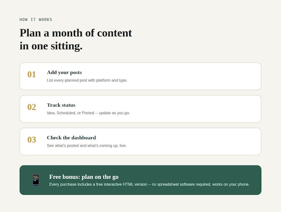 Content Calendar & Social Media Planner — Google Sheets & Excel spreadsheet by ToolWise Digital — view 7