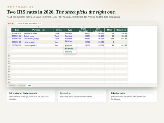 Trades Business Spreadsheet Bundle — 6 Tools — Google Sheets & Excel spreadsheet by ToolWise Digital — view 9
