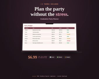 Planer-Tabelle für die Abschlussfeier | Budget, Gästeliste und Geschenkeübersicht (Google Sheets, Excel)