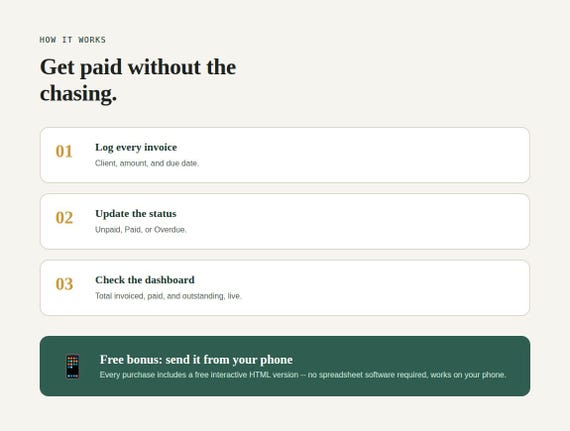 Freelance Invoice & Payment Tracker — Google Sheets & Excel spreadsheet by ToolWise Digital — view 7