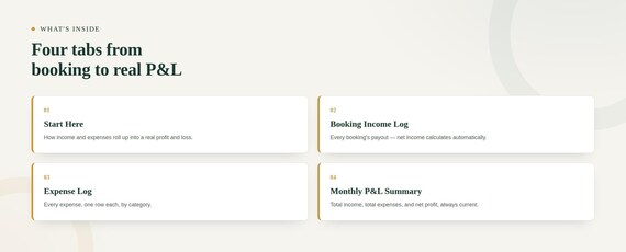 Airbnb & VRBO Income and Expense Tracker — Google Sheets & Excel spreadsheet by ToolWise Digital — view 2
