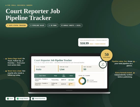 Court Reporter Job Pipeline Tracker