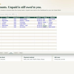 Income tab with Paid and Unpaid status dropdown and payment method