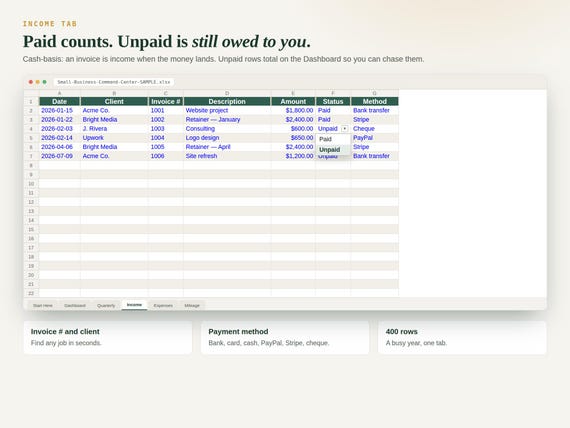 Small Business Command Center Spreadsheet — Google Sheets & Excel spreadsheet by ToolWise Digital — view 6