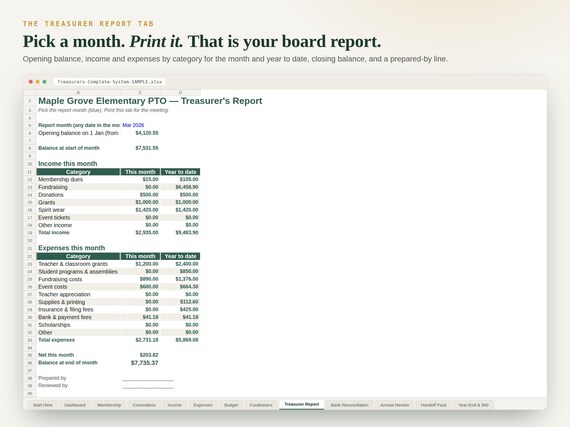 Treasurer Spreadsheet with Bank Reconciliation — Google Sheets & Excel spreadsheet by ToolWise Digital — view 6