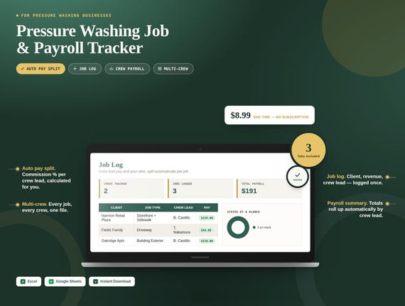 Pressure Washing Job & Payroll Tracker