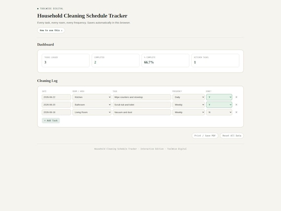 Home & Family Life Toolkit — Google Sheets & Excel spreadsheet by ToolWise Digital — view 5
