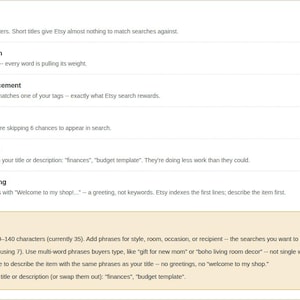 Listing checker tool detailed report showing the six SEO checks and a what-to-fix-first list