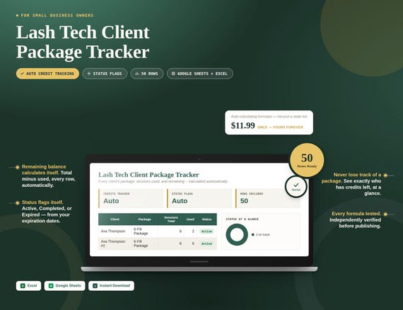 Lash Tech Client Package Tracker