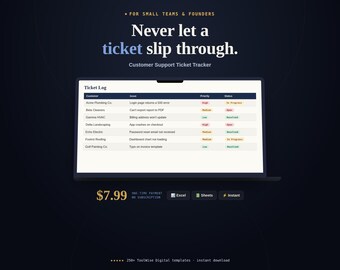 Tabellenkalkulation zur Verfolgung von Kundensupport-Tickets | Helpdesk-Protokoll für kleine Teams (Google Sheets, Excel)