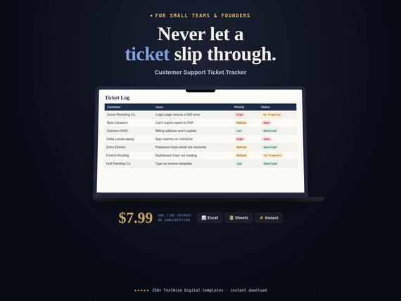 Customer Support Ticket Tracker Spreadsheet