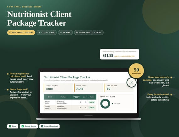 Nutritionist Client Package Tracker