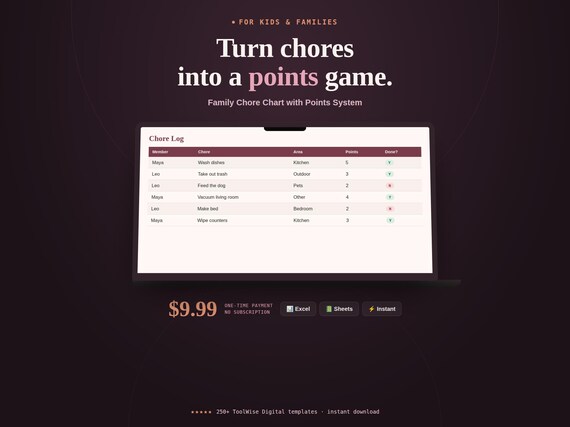 Family Chore Chart with Points System