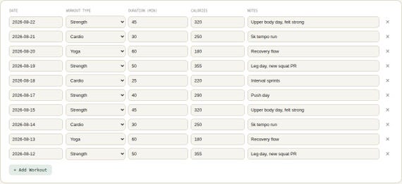 Fitness Progress and Workout Tracker — Google Sheets & Excel spreadsheet by ToolWise Digital — view 6