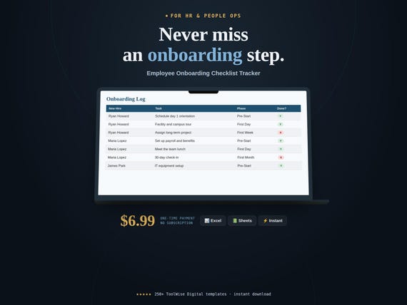 Employee Onboarding Checklist Tracker Spreadsheet