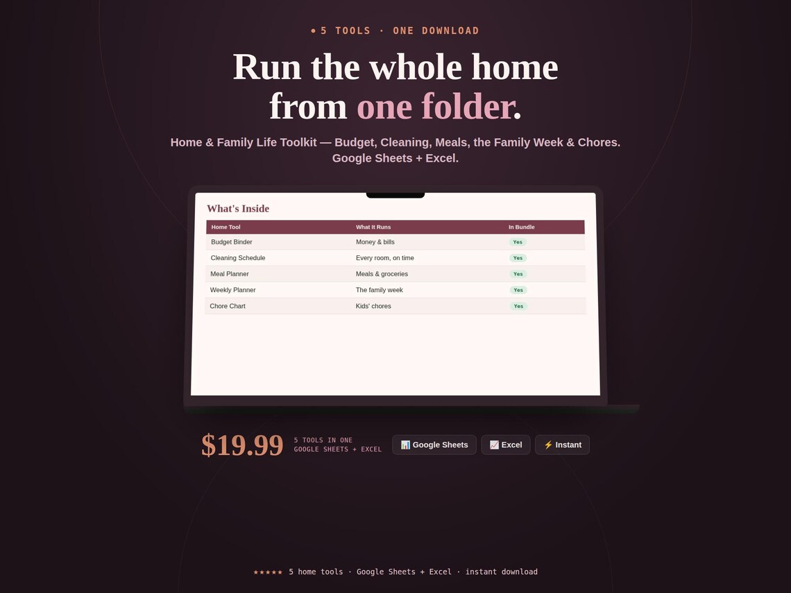 Home & Family Life Toolkit — Google Sheets & Excel spreadsheet by ToolWise Digital