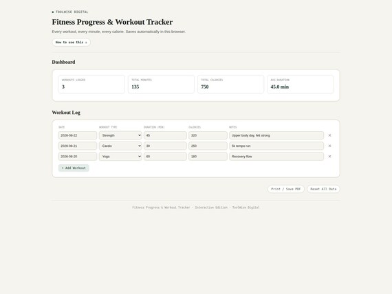 Health & Wellness Tracker Bundle — Google Sheets & Excel spreadsheet by ToolWise Digital — view 6