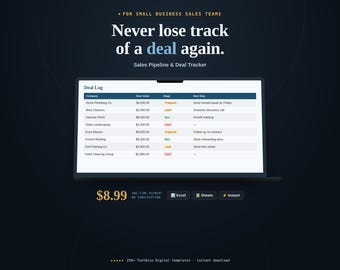Vertriebspipeline & Deal-Tracker-Tabelle | CRM für Kleinunternehmen (Google Sheets, Excel)