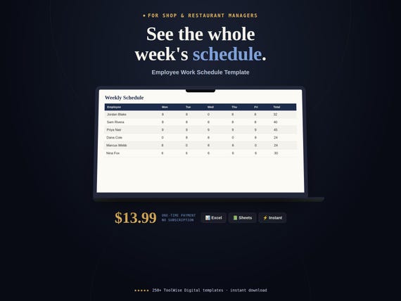 Employee Work Schedule Template