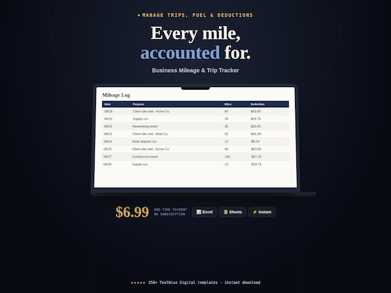 Business Mileage & Trip Tracker Spreadsheet