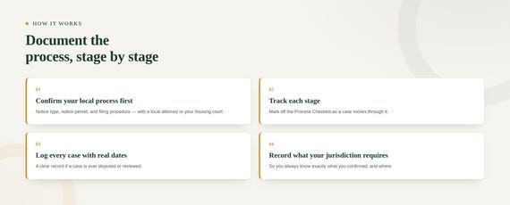 Eviction Process Tracker for Landlords — Google Sheets & Excel spreadsheet by ToolWise Digital — view 3