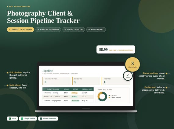 Photography Client & Session Pipeline Tracker
