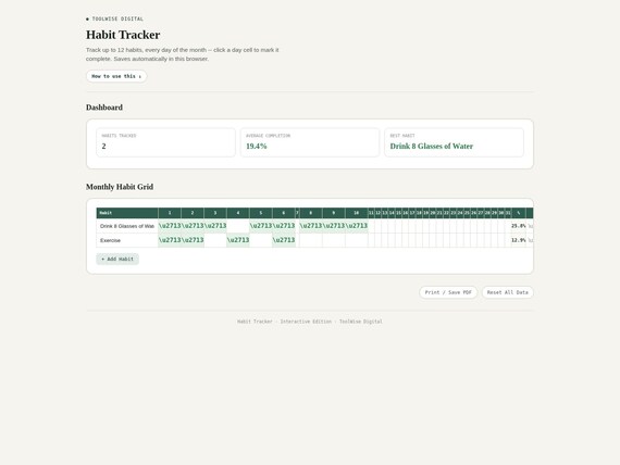 Health & Wellness Tracker Bundle — Google Sheets & Excel spreadsheet by ToolWise Digital — view 5