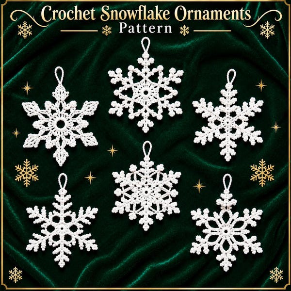 Crochet Snowflake Ornaments Pattern | 6 Lace Designs (PDF Download)