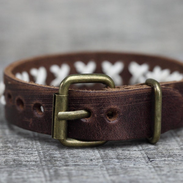 Bracelet hommes métal or Buckle - poignet ceinture Style - bracelet de cuir réglable, véritable tissé bijoux unisexe --cousu main