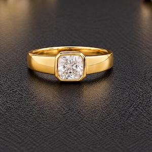 Ring set koepelring van Sami Jewels, vierkante ring, diamanten ring, stapelbare ringen, stralende geslepen diamant, dikke ringen, statementring