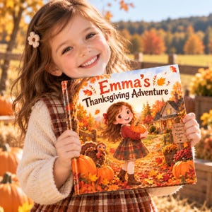 Personalized Thanksgiving Book for Girls, Custom Name Kids Story, Thanksgiving Gift for Kids, Fall Adventure Book, Granddaughter Gift