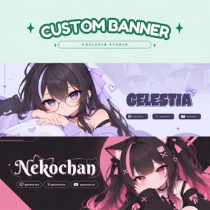 Custom Bust Up Twitch Banner | VTuber Stream Header | Anime Banner Art