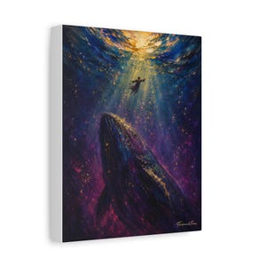 Jonah and the Great Fish Canvas Print, Yonah Painting, Yom Kippur Wall Art, Jewish Wall Art, Impasto Style, Florence & Form