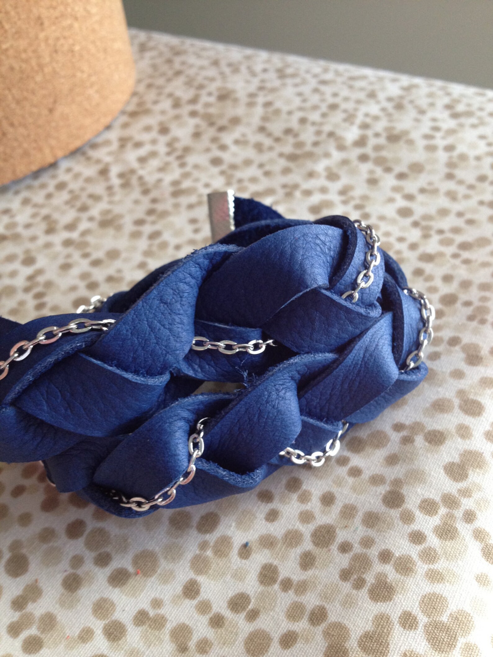 Leather Wrap Bracelet Braided Royal Blue and Silver Etsy