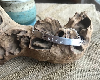 Bee kind hand stamped bracelet