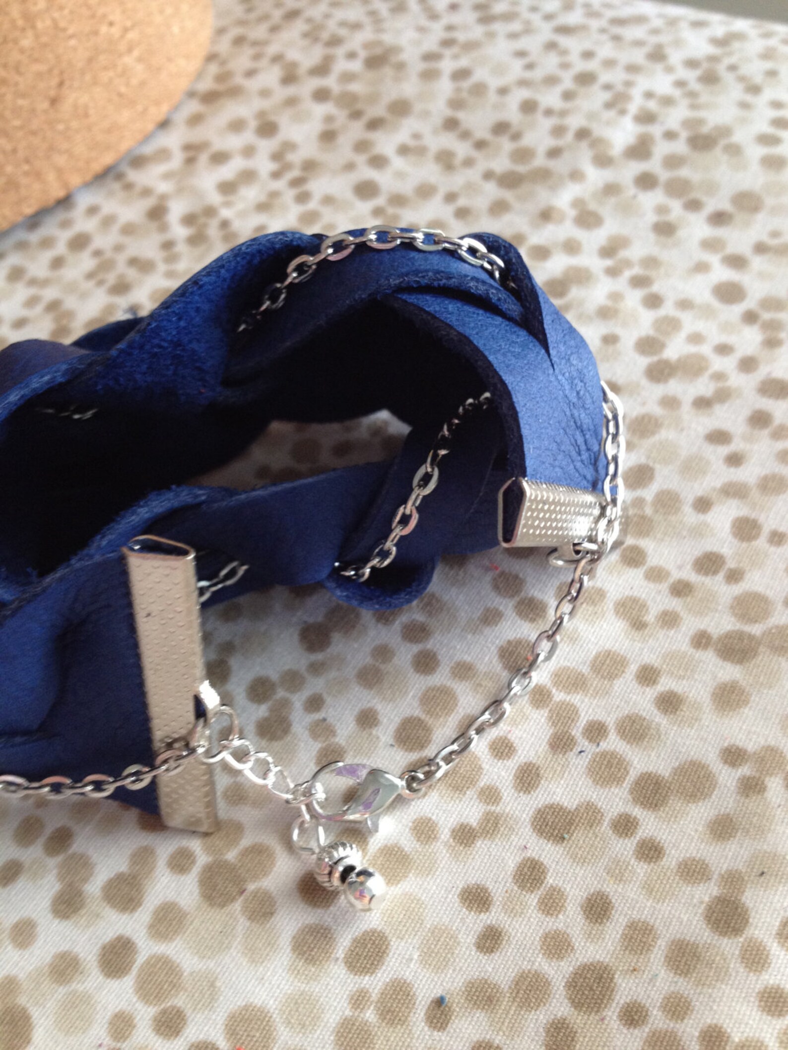 Leather Wrap Bracelet Braided Royal Blue and Silver Etsy