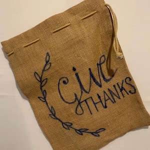 Burlap Give Thanks sack