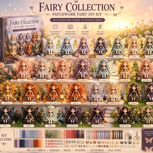 Patchwork-Feen-Nähset zum Selbermachen, 28 bezaubernde Feen-Sets, Anfängerfreundliches Bastelset, Puppen-Bastelset mit vorgeschnittenen Stoffteilen