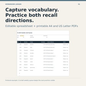 Language Vocabulary Tracker: Context Notes and Two-Way Recall Practice