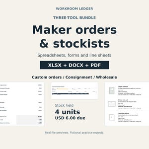 Custom Order Tracker Bundle for Makers: Consignment Spreadsheet and Wholesale Line Sheets