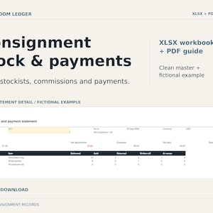 Consignment Inventory Spreadsheet: Stockist Payments and Settlement Checks - XLSX
