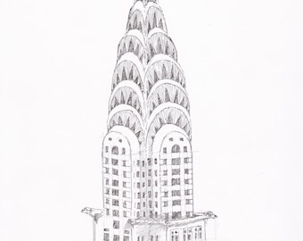 New York City Chrysler Building Pen and Ink Drawing
