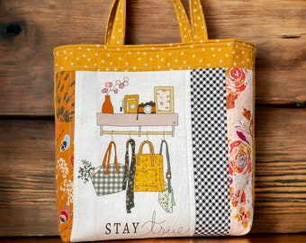 Project Bag, Knitting & Crochet Tote, Stay True, Patchwork Tote