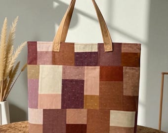 Handmade Patchwork Tote Bag – 15.5x15.5 Inches, Eco-Conscious