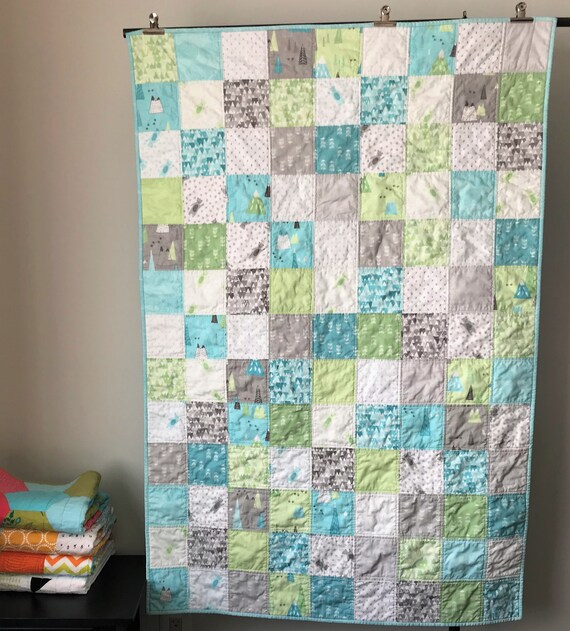 Patchwork Toddler Quilt Modern Baby Blanket For Boy - Modern Toddler Bedding Boy Patchwork Toddler Quilt Modern Baby Blanket For Boy - Modern Toddler Bedding Boy