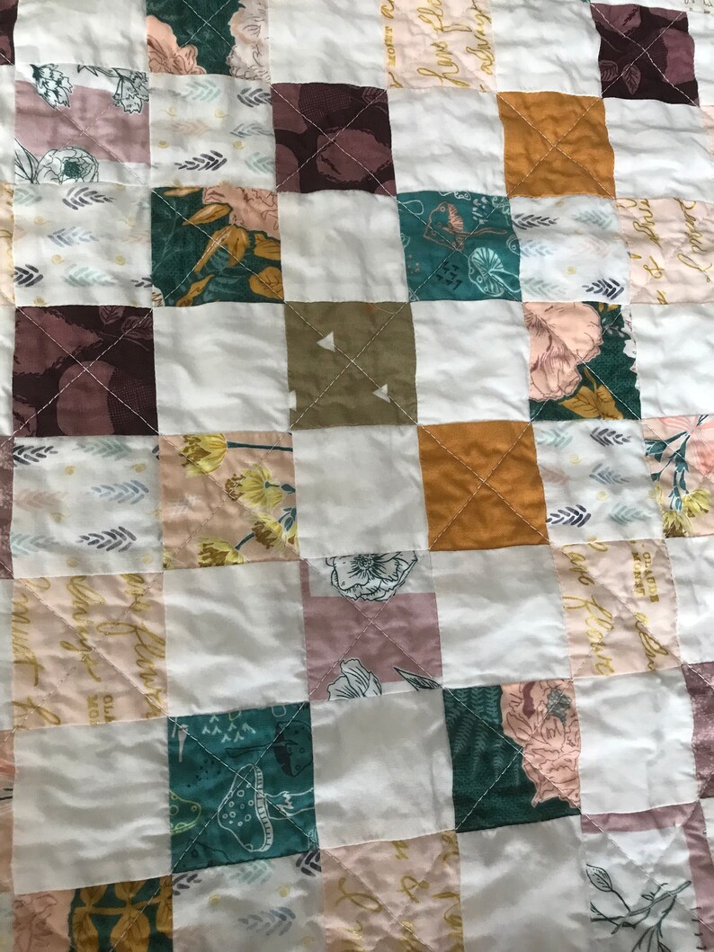 Postage Stamp Quilt 40x37 Baby Toddler Blanket Girl Etsy