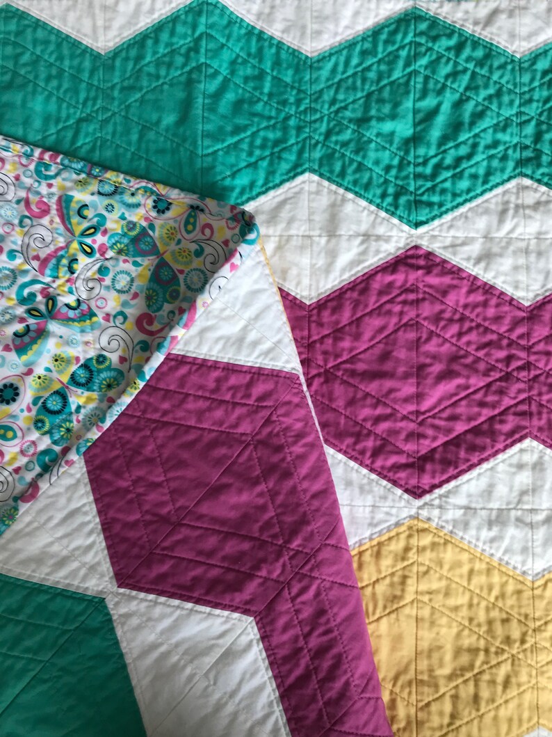 Toddler Quilt Colorful Girl Quilt Crib Blanket Modern Etsy