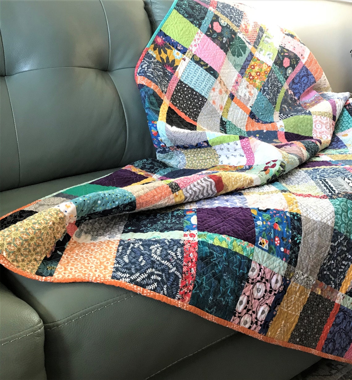 Patchwork Quilt Couch Quilt Small Twin Bed Scrappy Plaid Etsy