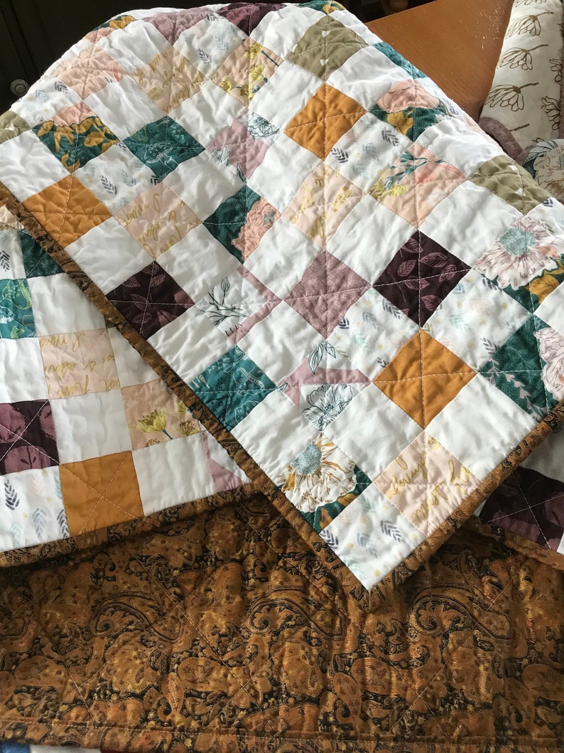 Postage Stamp Quilt 40x37 Baby Toddler Blanket Girl Etsy